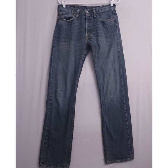 Levi's 501 Jeans Mens 31x34 Blue Denim Jeans Original Fit Button Fly Straight - Picture 1 of 16